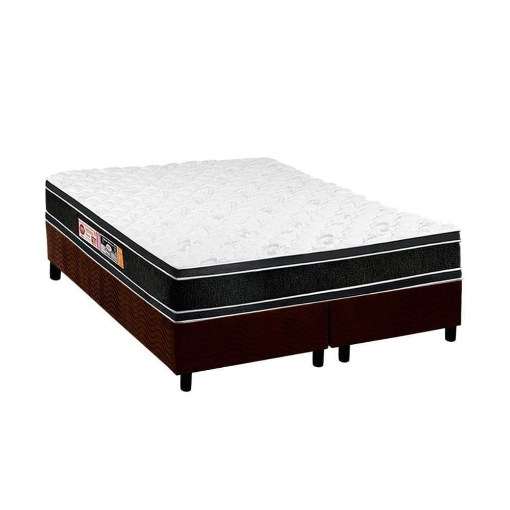 Cama Box King: Colchão Espuma Castor D33 Black E White Double Face + Base Crc Suede Brown(193X203)