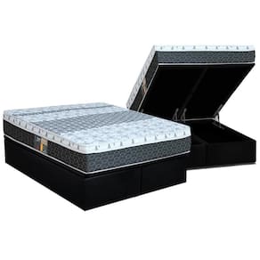 Cama Box Baú Queen: Colchão Molas Bonnel Castor System Class One Face + Base Black(158X198)