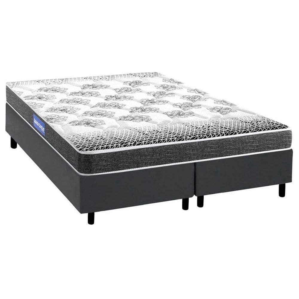 Cama Box Queen: Colchão Espuma Probel Guarda Costas Resistente + Base Crc Courano Gray(158X198)