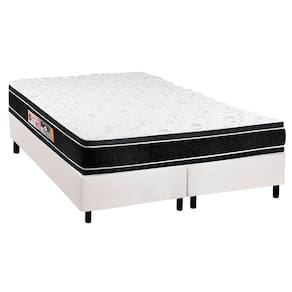 Cama Box King: Colchão Espuma Castor D33 Black E White Double Face + Base Crc Courano White(193X203)