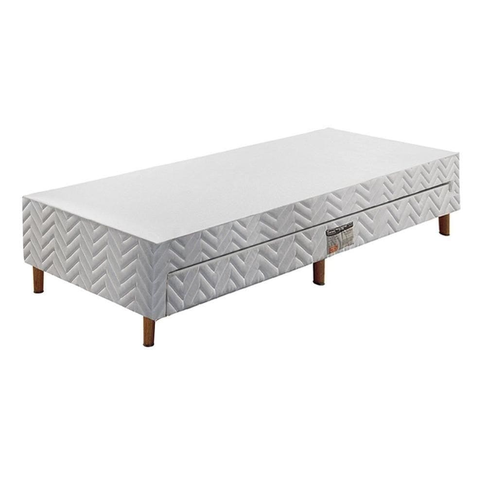 Cama Box Base C/auxiliar Solteiro Universal Tecido Bordado White (88x188x30) - Paropas