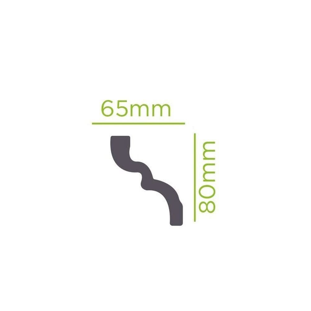 Kit com 10 Barras Rodateto de Poliestireno 8cm X 65mm Liso 20m Branco