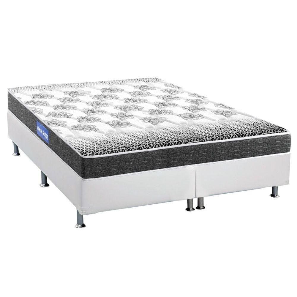 Cama Box Queen: Colchão Espuma Probel Guarda Costas Resistente + Base Crc Courano White(158X198)