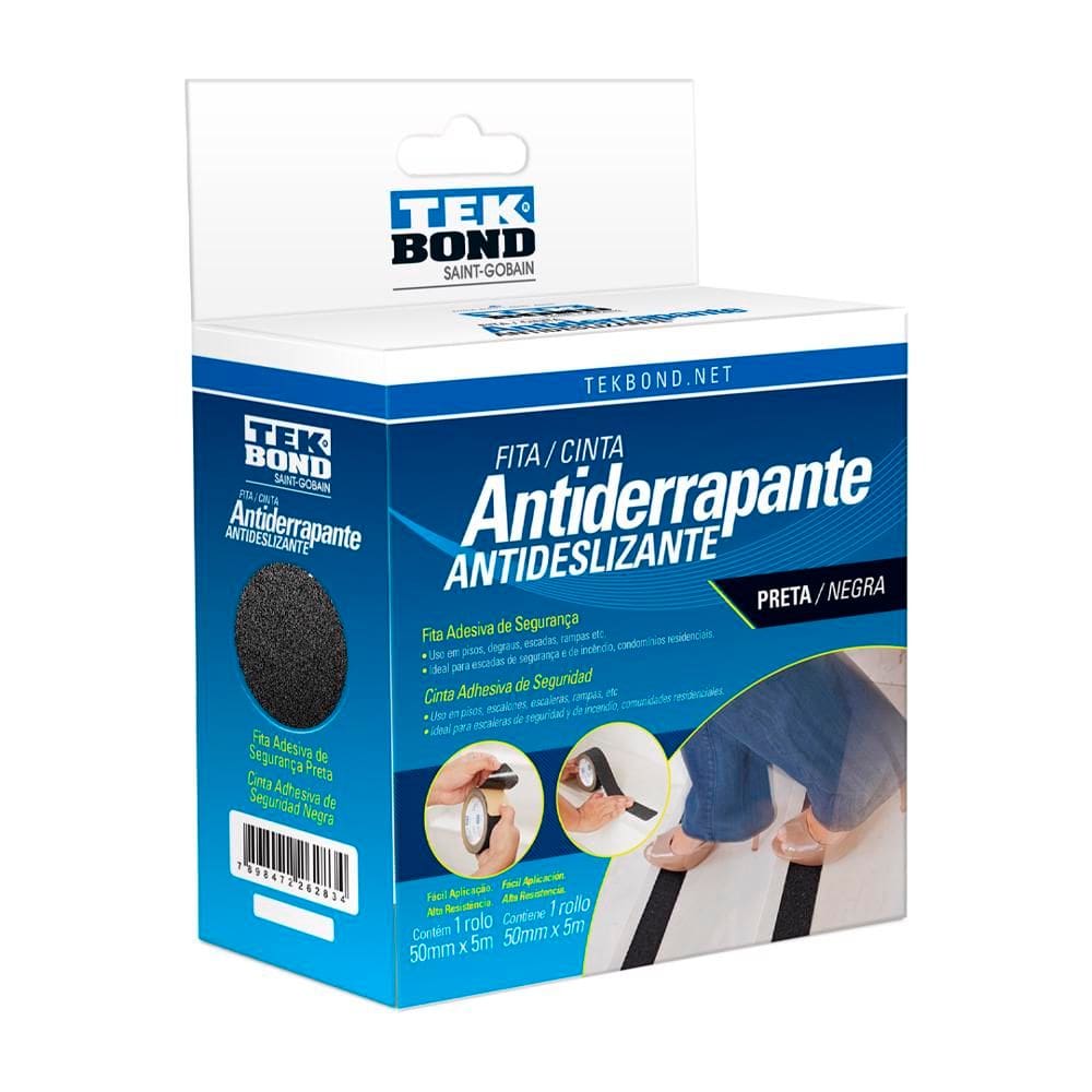 Fita Antiderrapante Preta 50mm x 5m - Tekbond 21161050501