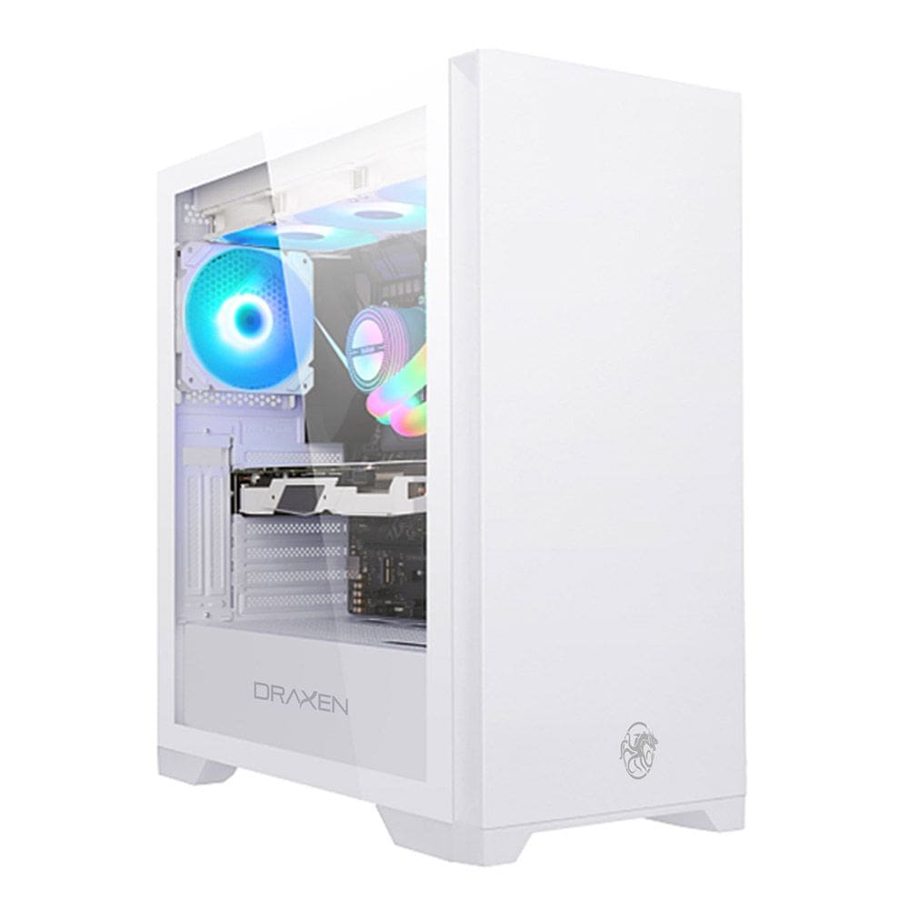 Gabinete Gamer Khamsa Vidro Temperado ARGB Branco Draxen