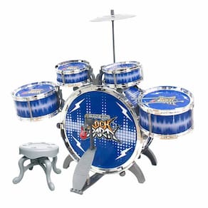 Bateria Infantil com Banquinho - Rock Party - Azul - DM Toys