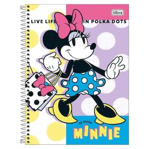 Caderno Univ 10 Matérias 160Fls Minnie Polka Dots Tilibra