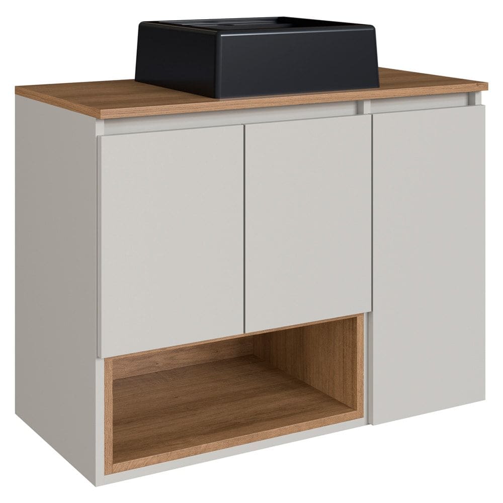 Gabinete Suspenso 80 cm Com Cuba Preta BL9220 Mell Arenas FAEM