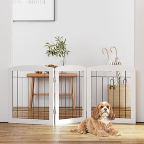 Portão para animais de estimação PAWLAND Freestanding Dobrável de Madeira Branco 60x60cm