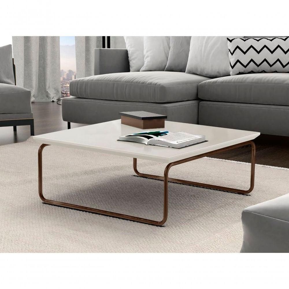 Mesa De Centro Kairos Pé Café Bisart Decor Cor:off White