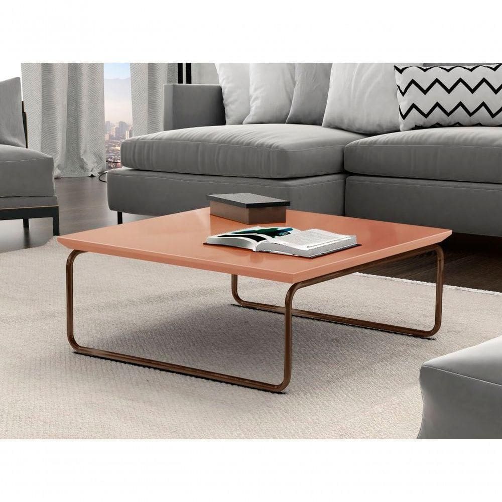 Mesa De Centro Kairos Pé Café Bisart Decor Cor:coral