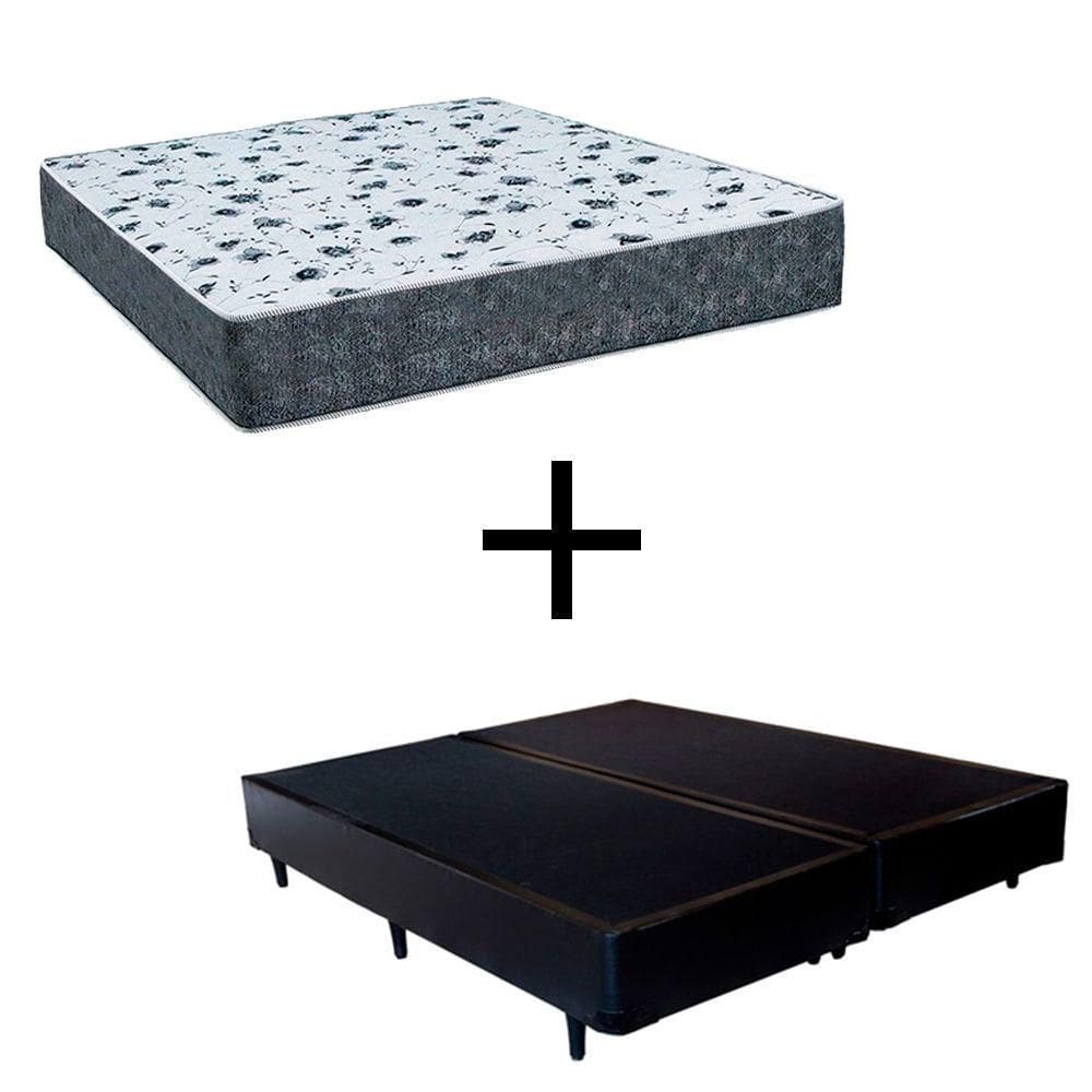 Cama Box Queen 158 Tecido Preto Com Colchão Alegro Bello Box D28 Cinza 57x158x198