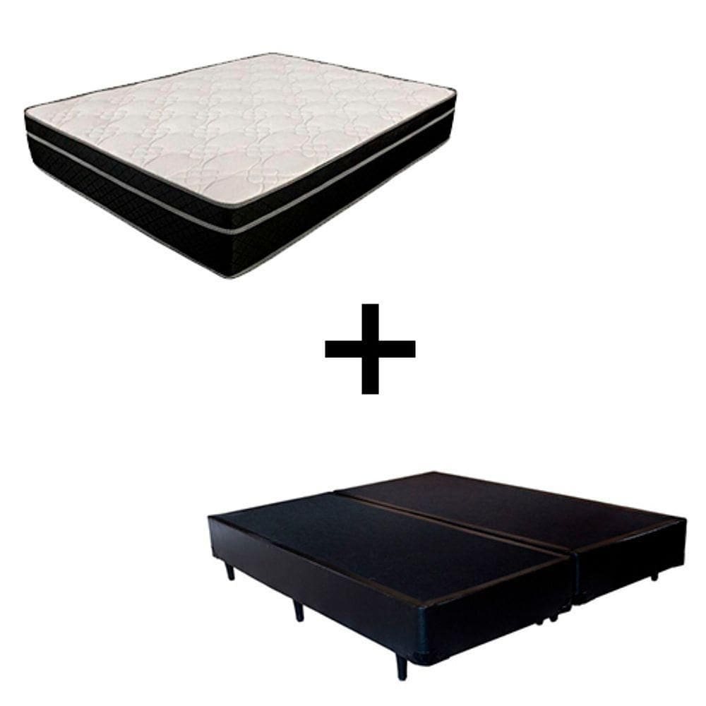 Cama Box King 193 Tecido Preto Com Colchão Paris Molas Preto 66x193x203