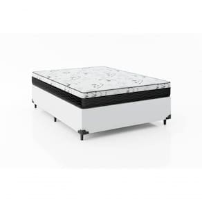 Cama Box Casal 138 Branco Com Colchão D33 One Face Bello Box 58x138x188