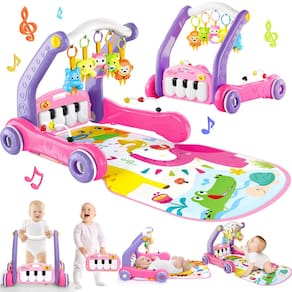 Tapete de ginástica para bebês com Learning Walker, Tummy Time e brinquedos