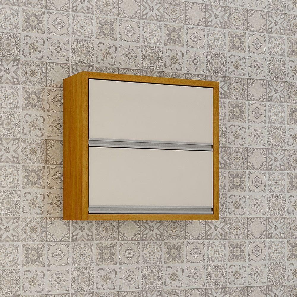 Armário Aéreo 2 Portas Basculantes Jade Cinamomo/off White