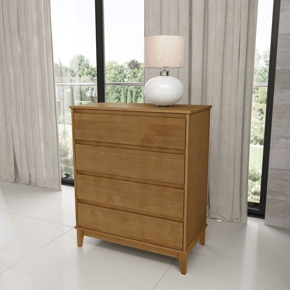 Comoda para Quarto com 4 Gavetas 80,8cm X 45cm X 99cm Freijó