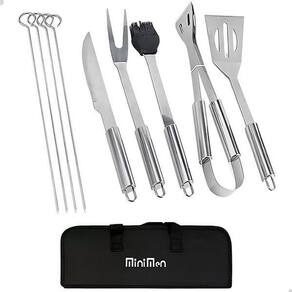 Conjunto Kit Churrasco 9 Peças De Aço Inox Com Bolsa