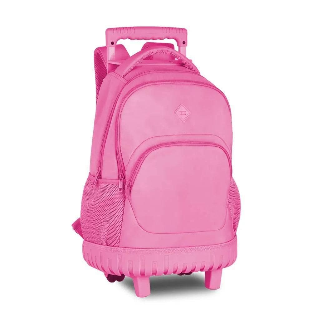 Mochila Rodinha 19 Com Alça Girls Rosa Pastel Clio
