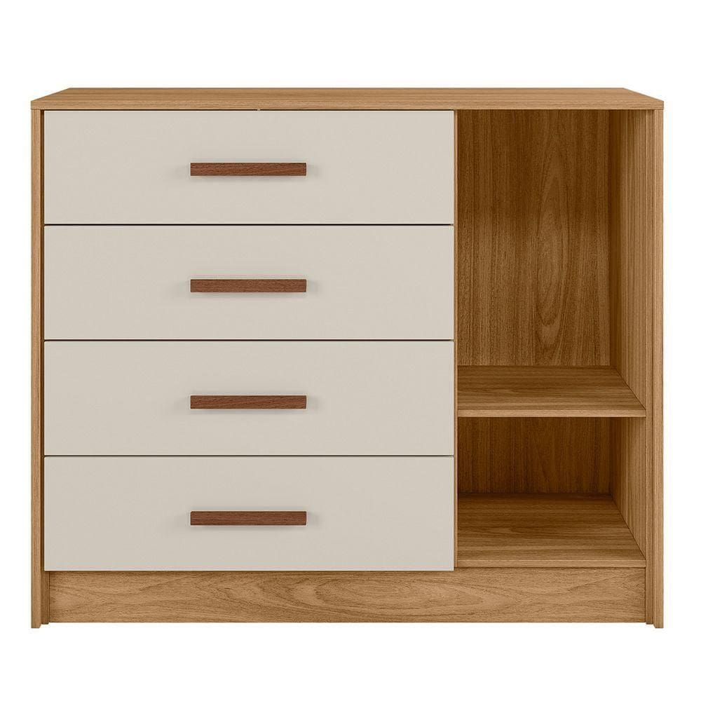 Cômoda Infantil Para Quarto De Bebê Pérola 01 Porta 04 Gavetas Nature Off White - Abmaza