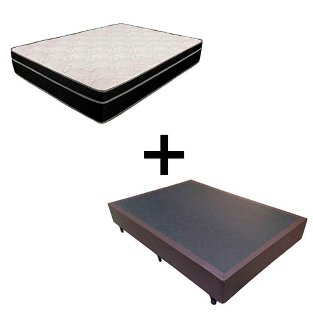 Cama Box Casal 138 Tecido Marrom Com Colchão Paris Molas Preto 66x138x188