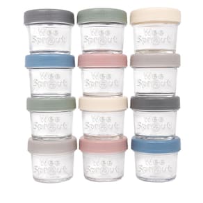 Frascos de vidro para armazenamento de alimentos para bebês WeeSprout 120 ml (conjunto de 12 pacotes)
