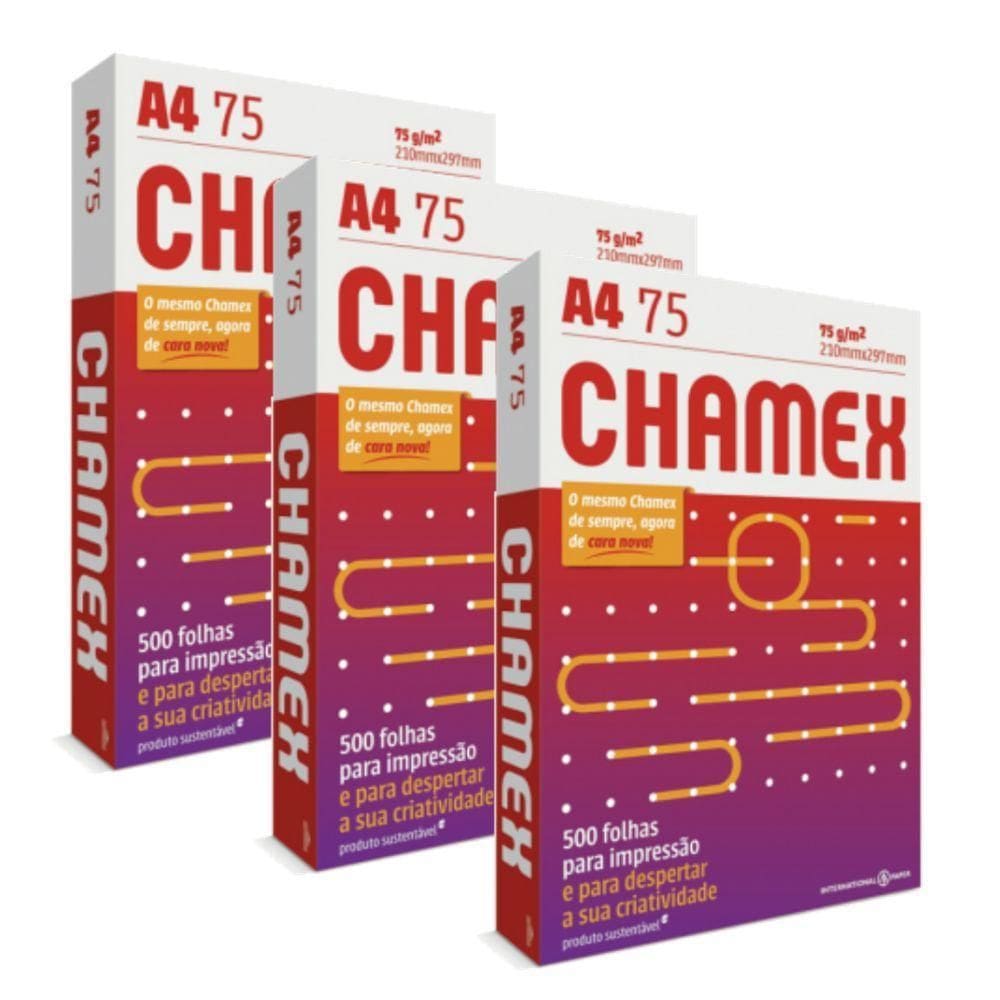 Kit 3 Pacotes De 500 Folhas De Papel Sulfite A4 Chamex