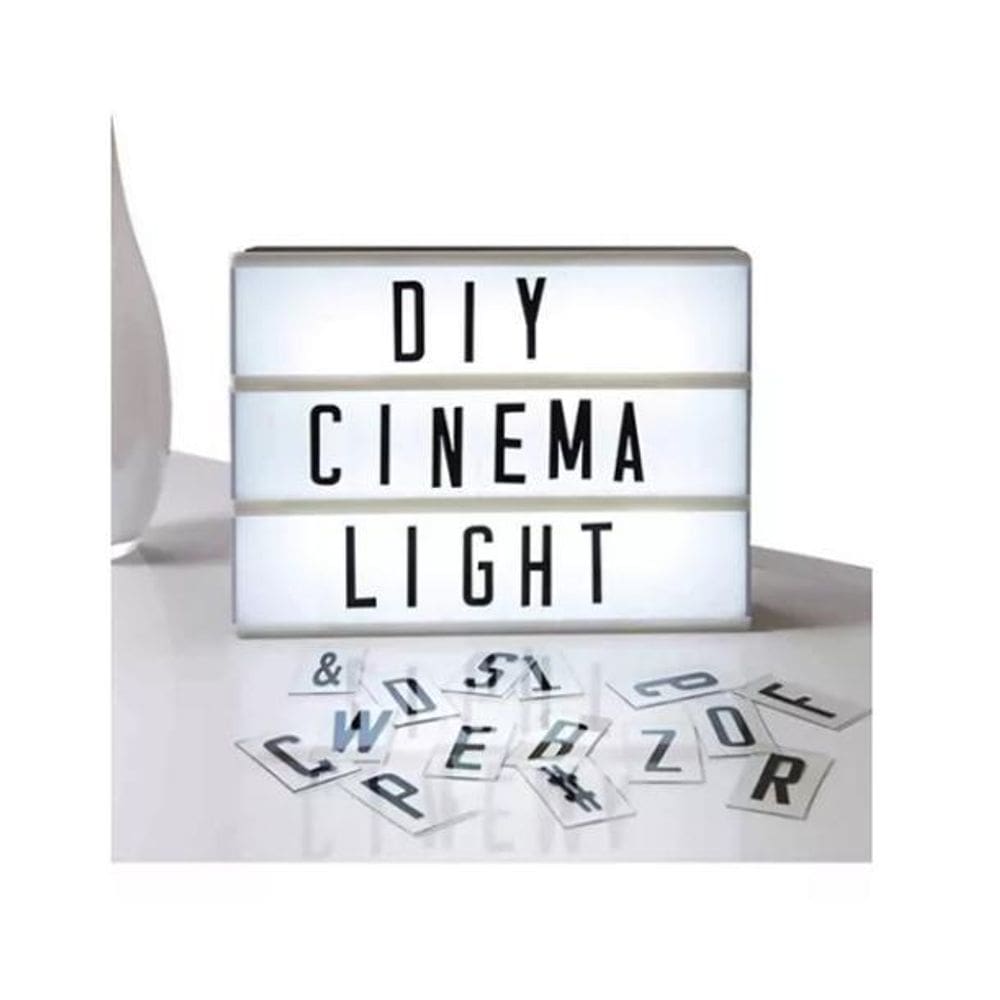 Luminária Light Box A4 + 96 Letras Slides A Pilha E Cabo Usb