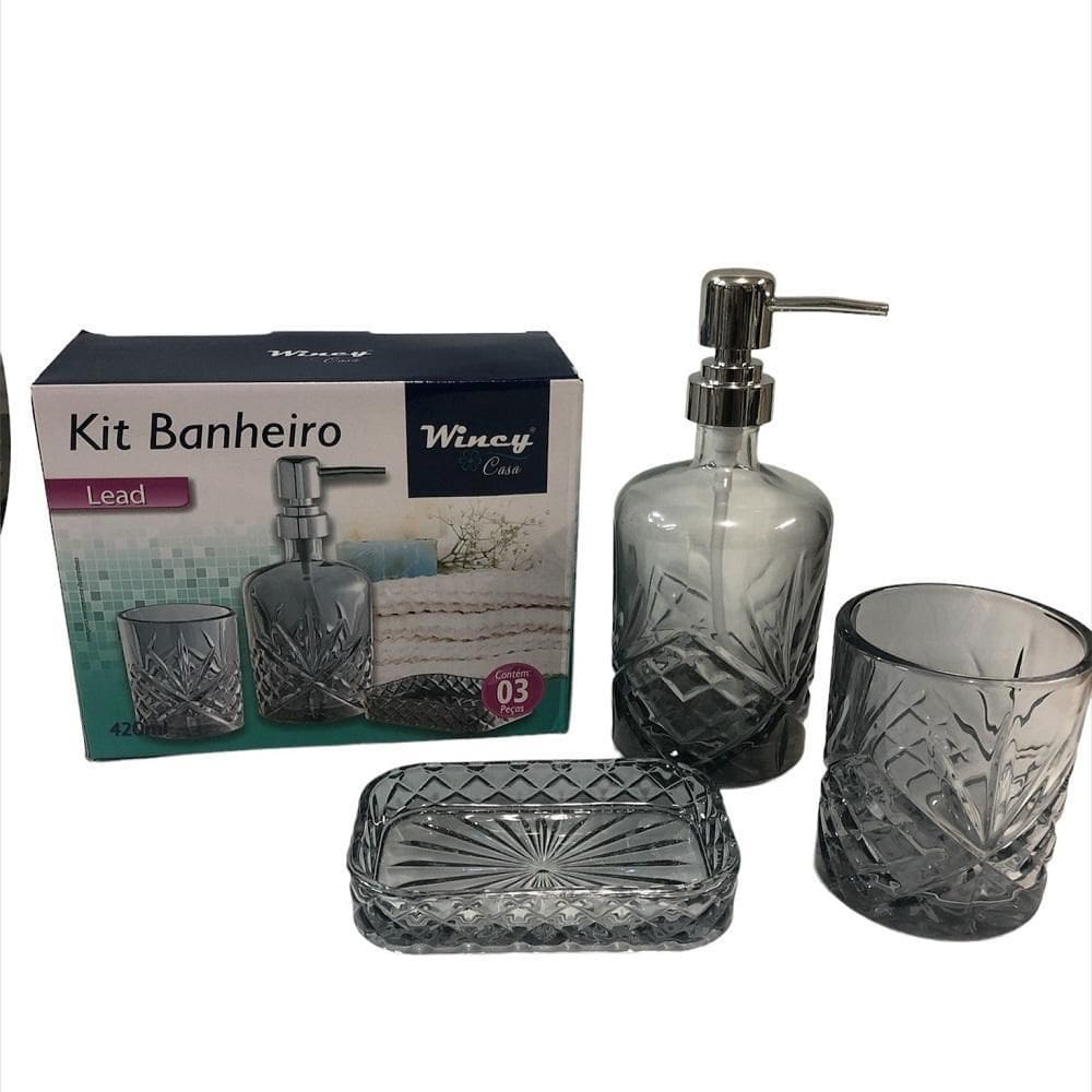 Kit Banheiro 3 Peças Lead Plain Vidro 420Ml - Wincy