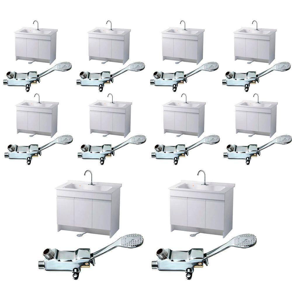 Torneira Valvula Pedal Sem Maos Kit 10 Uni Acionamento Pes Hospital Clinica Laboratorio Banheiro Cozinha Piscina
