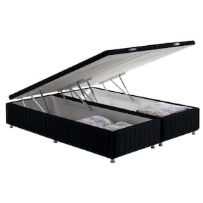 Cama Box Baú King Bordado Black (193x203x35) - Anjos