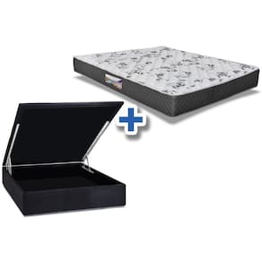 Cama Box Baú Casal: Colchão Anatômico Herval D28 - Ag65 Ortopedic BlackBase Suede Black(138x188)