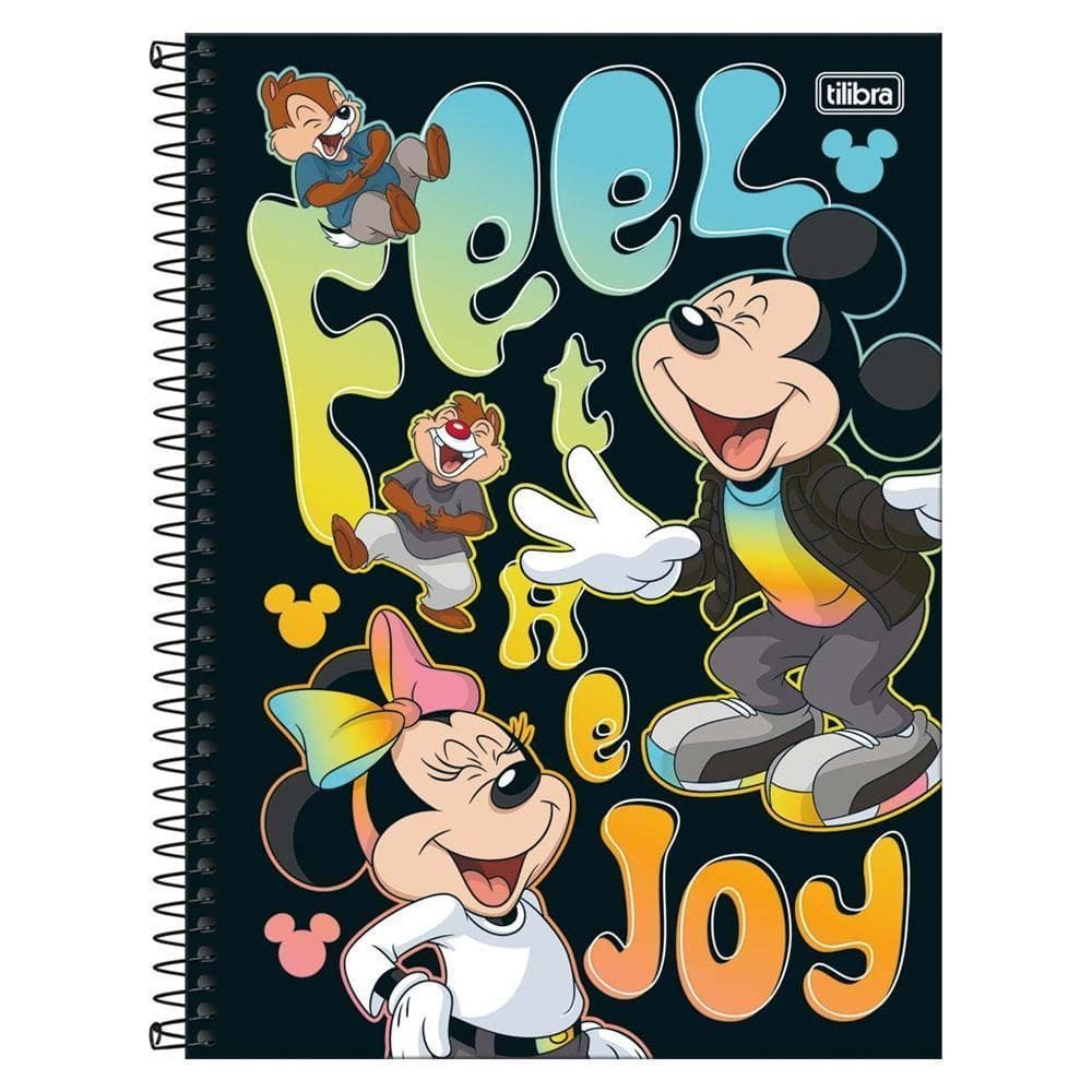 Caderno Univ 10 Matérias 160Fl Mickey Real Life Joy Tilibra