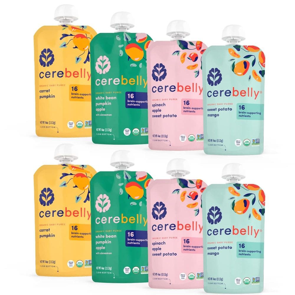 Bolsas de comida para bebês Cerebelly Organic, 6 meses ou mais, 4 onças, 16 nutrientes