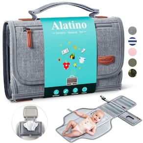 Trocador de fraldas portátil Alatino com bolso para lenços umedecidos