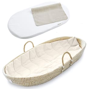 Cesto de troca BEBE BASK Premium Seagrass com almofada 30x40x10cm
