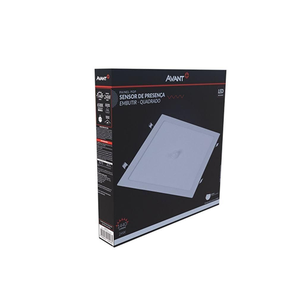 Painel Led Com Sensor 24w Embutir Branco 6500k