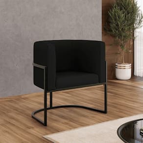Poltrona Corino Decorativa Lua Recepção Base Ferro Black Cor:preto Preto