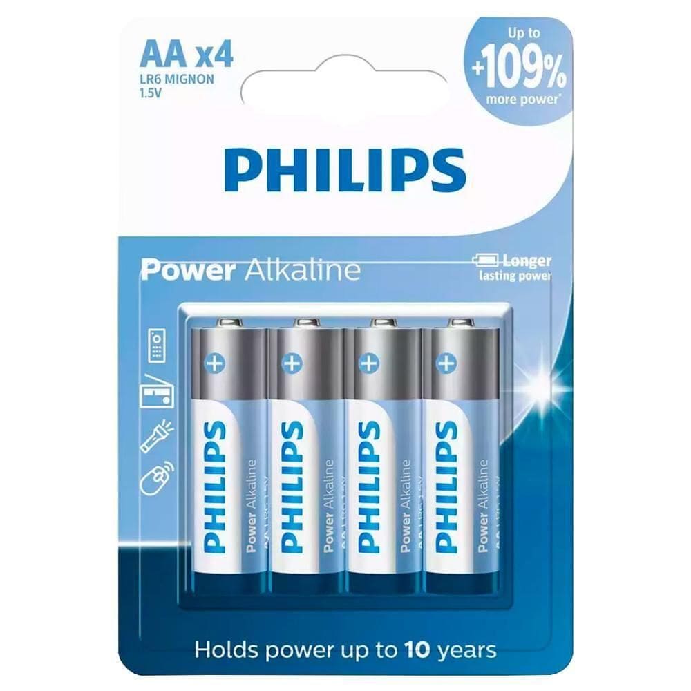 4 Pilhas Alcalinas Aa Philips [f108]