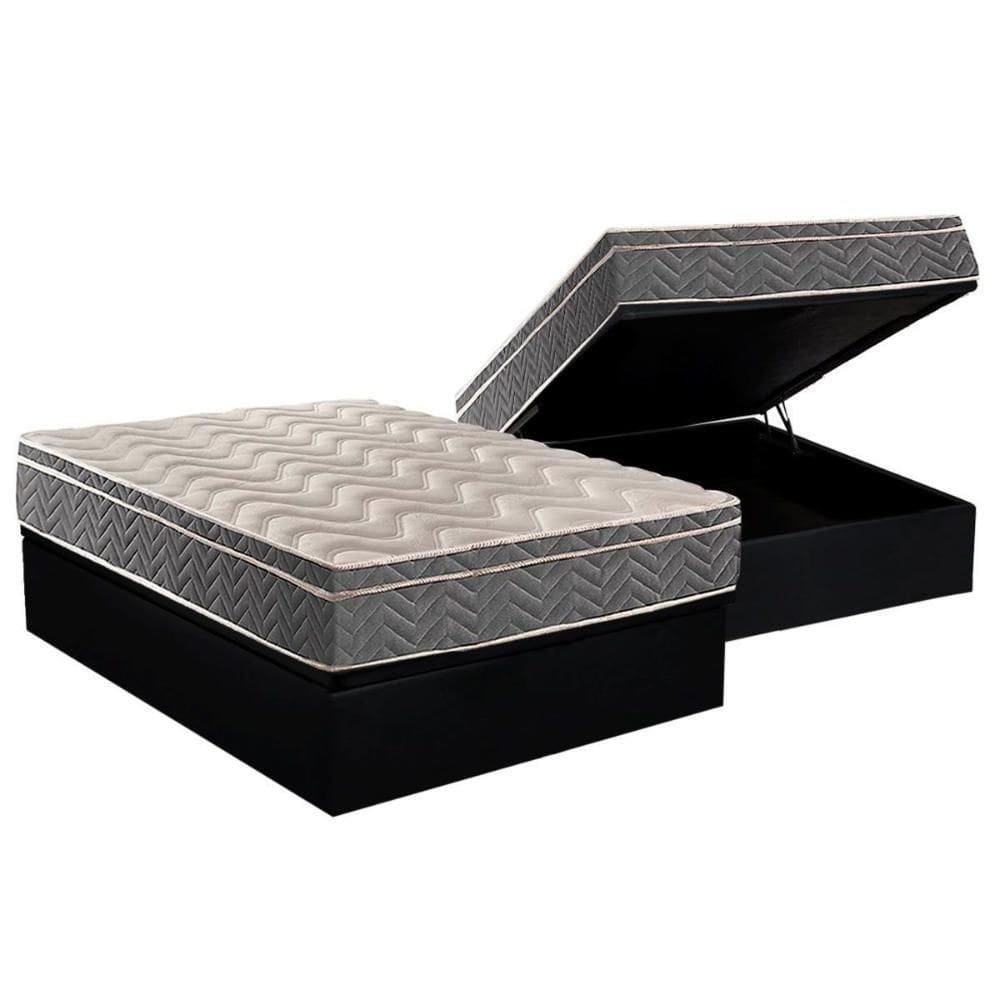 Cama Box Baú Casal: Colchão Ortopédico Paropas D45 / Ep Confort Mega Firme + Base Black(138X188)
