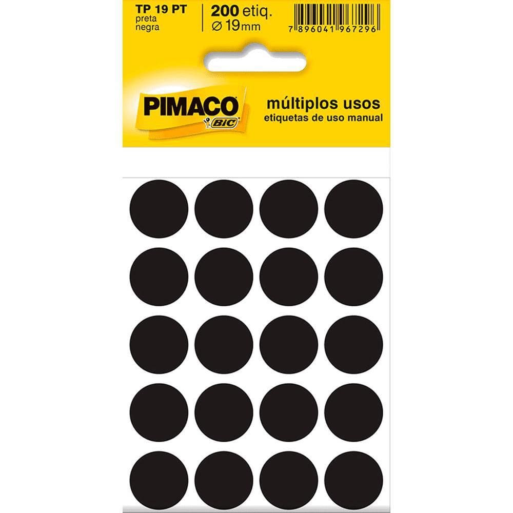 Etiqueta Multiuso Ø 19 Mm 10 Folhas Tp19 Preto Pimaco
