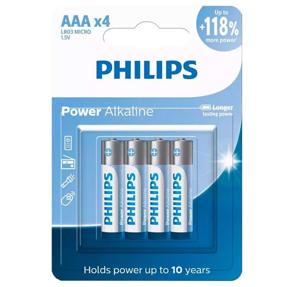 4 Pilhas Alcalinas Aaa Philips [f108]