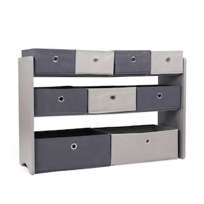 Organizador de brinquedos Humble Crew Kids com 9 caixas de tecido de armazenamento cinza
