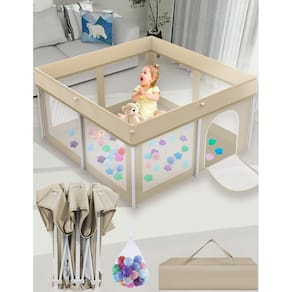 Cercadinho para bebês Ptcide dobrável ultraportátil 50x50cm bege