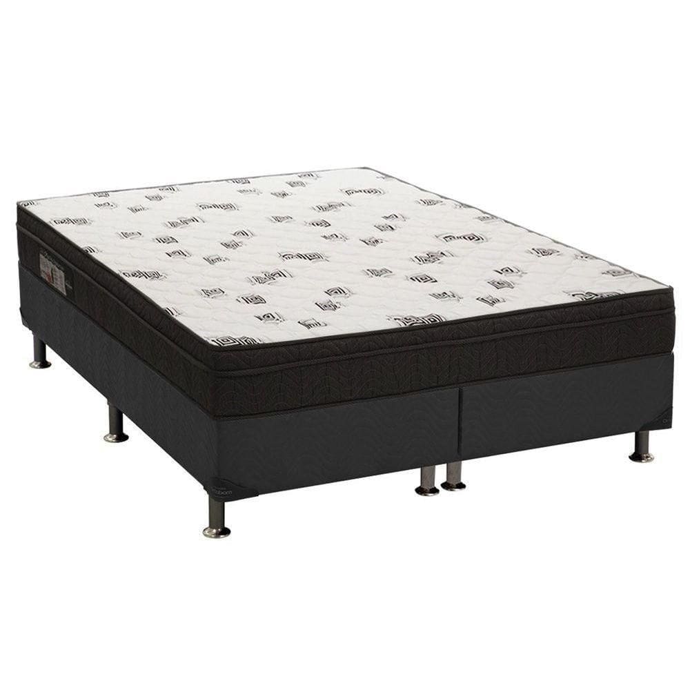 Cama Box King: Colchão Espuma D45 Ortobom Light Saúde Ortopilow + Base Crc Suede Black(186X198)
