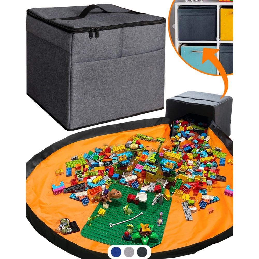 Organizador de armazenamento de brinquedos STARSIKO XL com tapete de jogo 13x13x15 polegadas