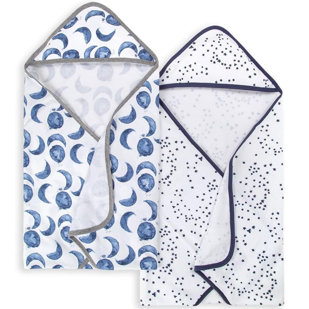 Toalhas com capuz Burt`s Bees Baby Hello Moon! Pacote com 2 unidades de algodão orgânico