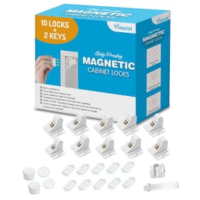 Fechaduras magnéticas vmaisi para armários e gavetas (10 fechaduras + 2 chaves)