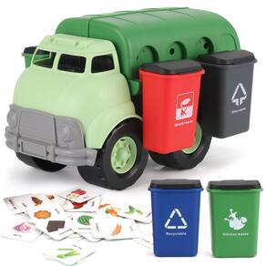 Caminhão de lixo Toy Liberty importa plástico grande com 4 latas de lixo