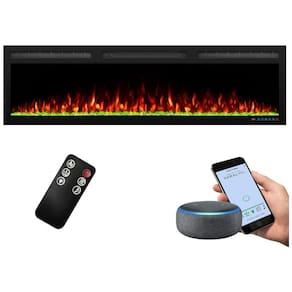Lareira Elétrica de Embutir A44x152L com Controle por APP e Chamas Multicoloridas, 110V 1500W, Dreamflame, Preta